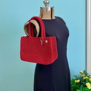 The Sak Small Crochet Tote Red EUC